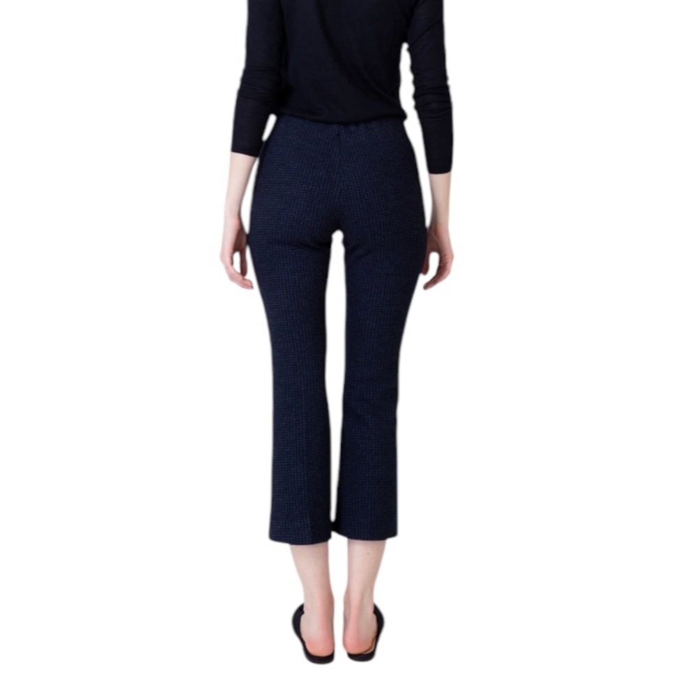 ANN MASHBURN Cobalt Navy Houndstooth Faye Flare Cropped Pants - Picture 3 of 10